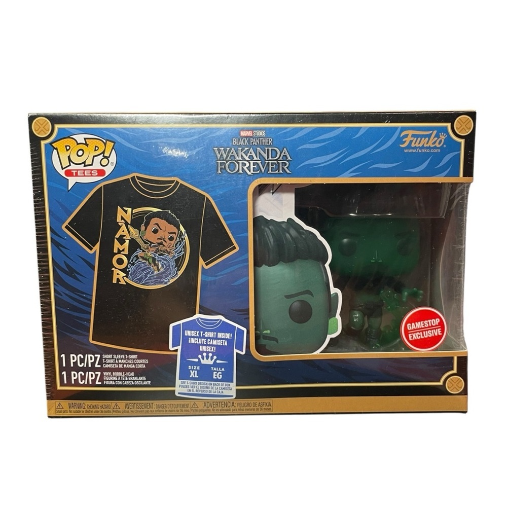 Marvel Studios Black Panther Wakanda Forever Funko pop vinyl bobble-head w shirt